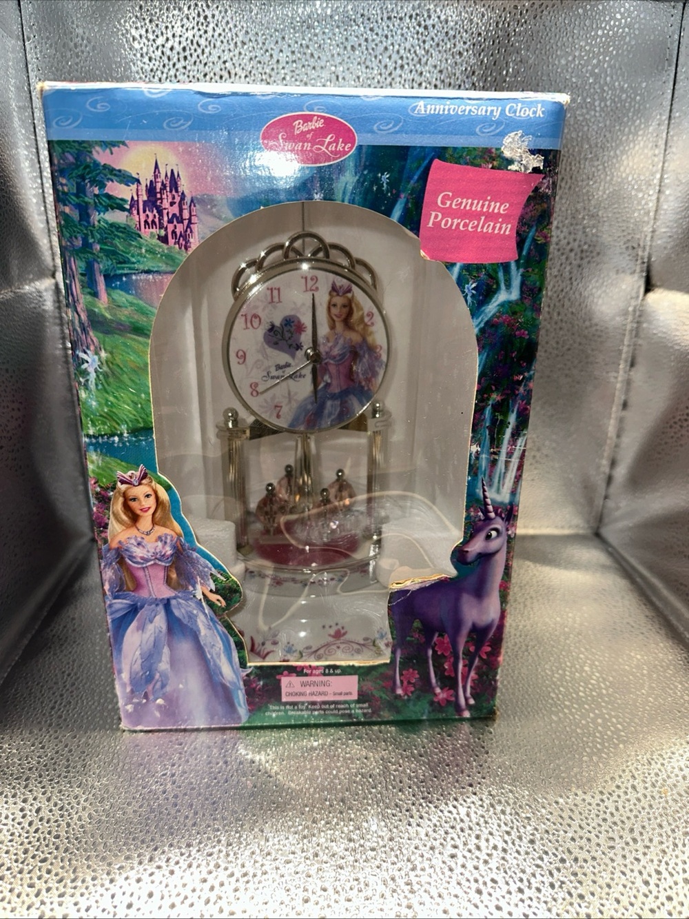 2003 Barbie Swan Lake Porcelain Anniversary Clock - Purple & Pink